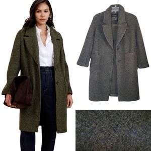 Banana Republic Knit Cocoon Wool Blend Lapel Collar Button Front Coat Cabin Warm